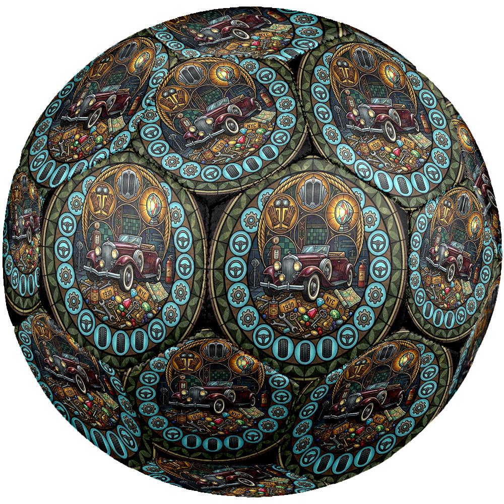 Vintage Car Glass Round Football Size 5 Adult Ball Suitable for Training Matches and Outdoor Team.