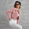 Women's Casual Fashion Lapel Corduroy Jacket Single Breasted Short Coat