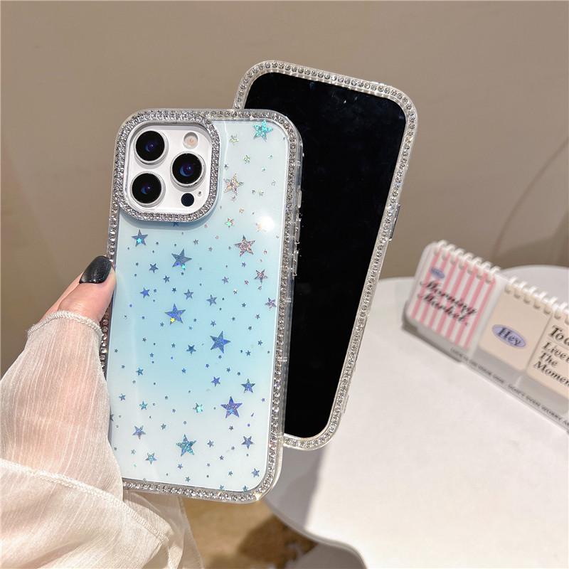 Double-Sided Gradient Star Diamond Phone Case for iPhone 16/17 Pro Max