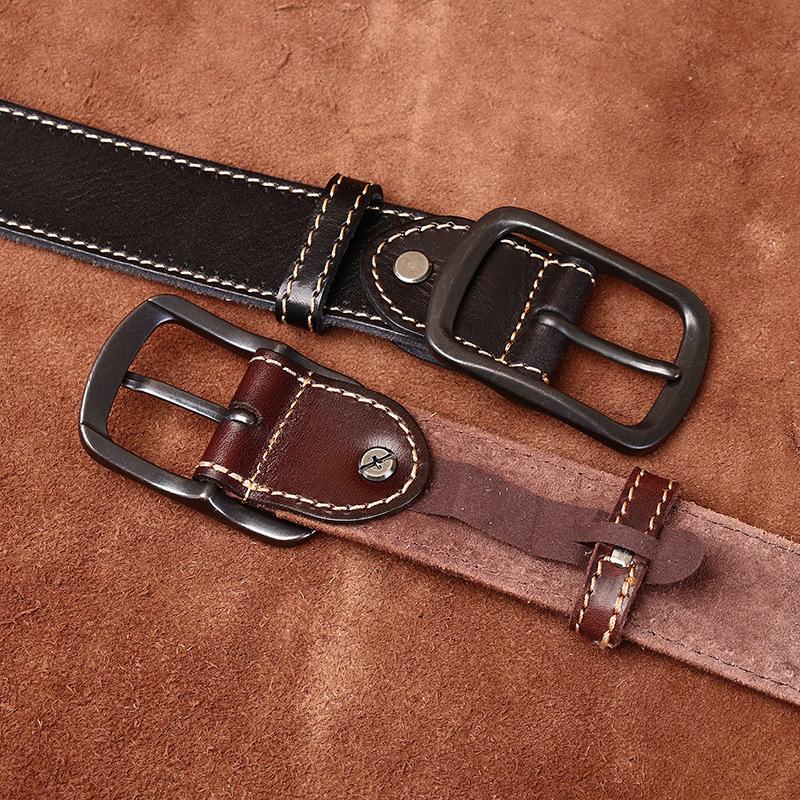 Belt Men's Handmade Washed-out Vintage Distressed Youth Leather Pin Buckle First Layer Pure Cattlehide Leisure Jeans Belt