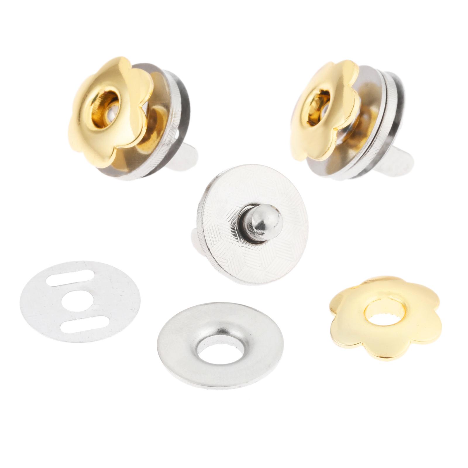 DRELD 5PCS 17mm Sewing Magnet Buttons Magnetic Rivet Stud Purse Snap Clasps/ Closure Handbags Metal Flower Button Fastener