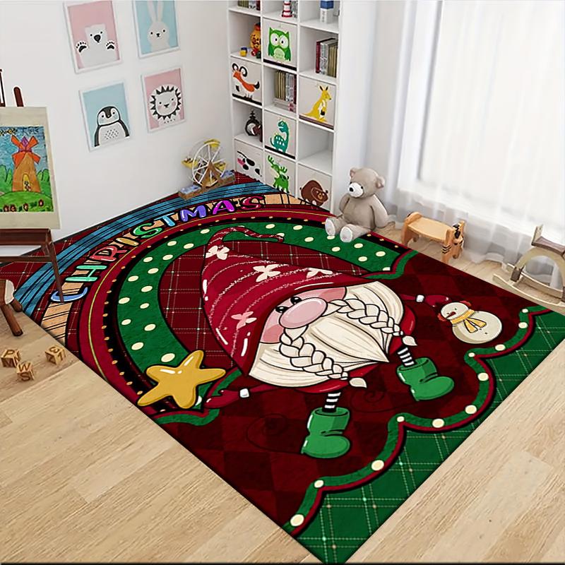 1Pc Gnome Christmas Tree Celebration Carpet Rug Soft Washable Antislip Home Living Room Sofa Mats Personalized Christmas Rug