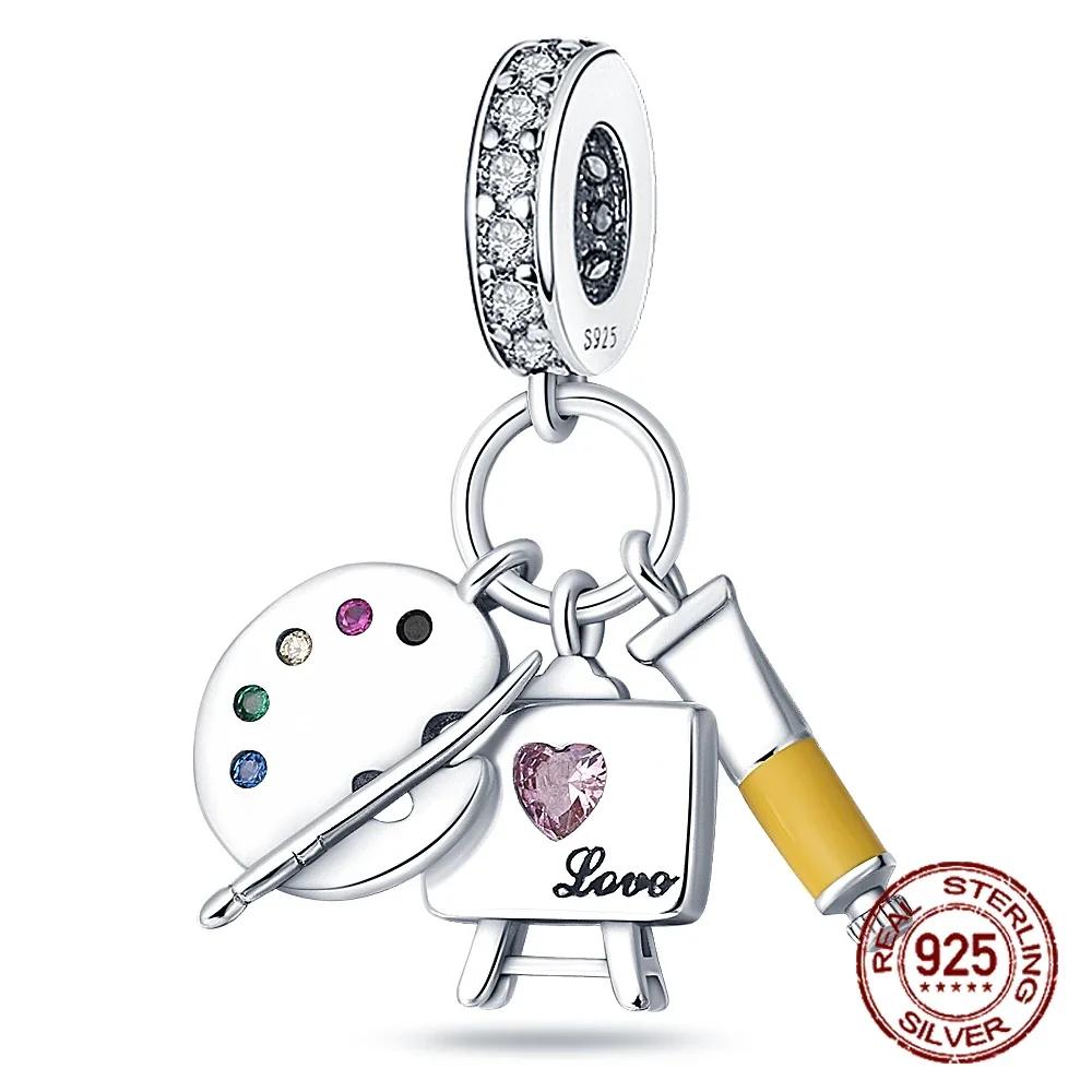 Copper Artist Brush Tools Color Palette Oil Painting Charms Beads Fit 4Mm Hole Diamete Bracelets Diy Jewelry Gifts