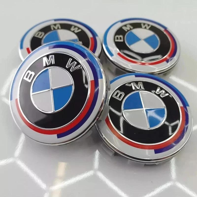 4X For BMW 50 Years Emblems 56mm 68mm Hub Caps Hub Cap Rim Caps For BMW