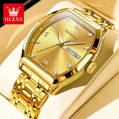 TOP Brand Quartz Watch for Men Luxury Diamond Elegant Stainless Steel Tonneau Dial Waterproof Luminous Men Wristwatch