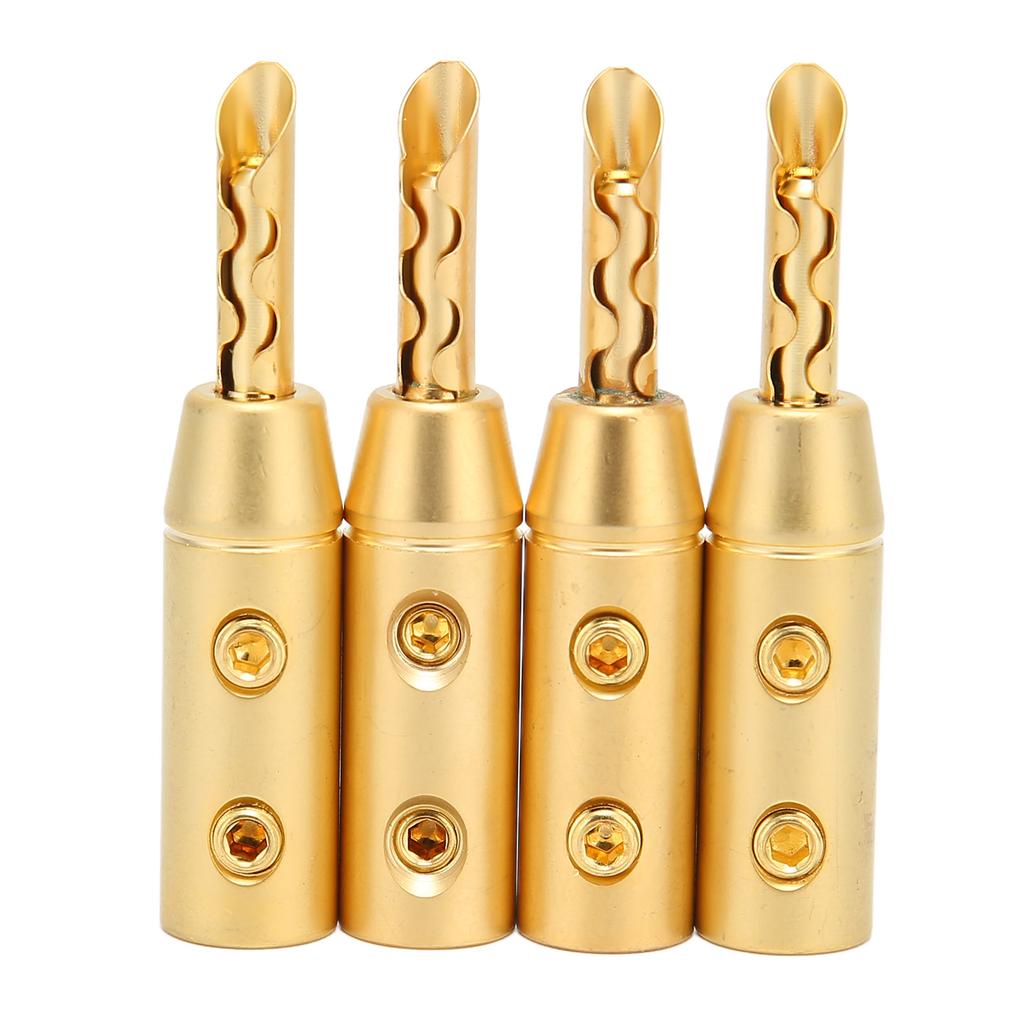 4pcs BFA Banana Plug Brass Gold Plated Open Screw Speaker Wire Connectors for 7mm Cable Diameter