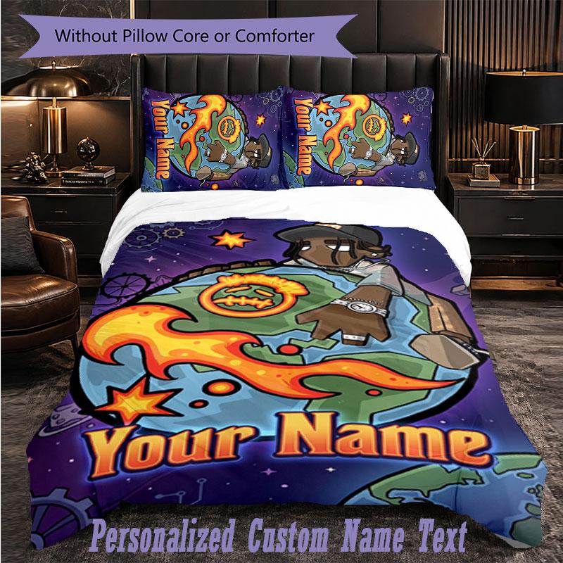 Personalized 3Pcs Bedding SetTravis Scott Custom Text Duvet Cover Pillowcase Set Bedroom Gift