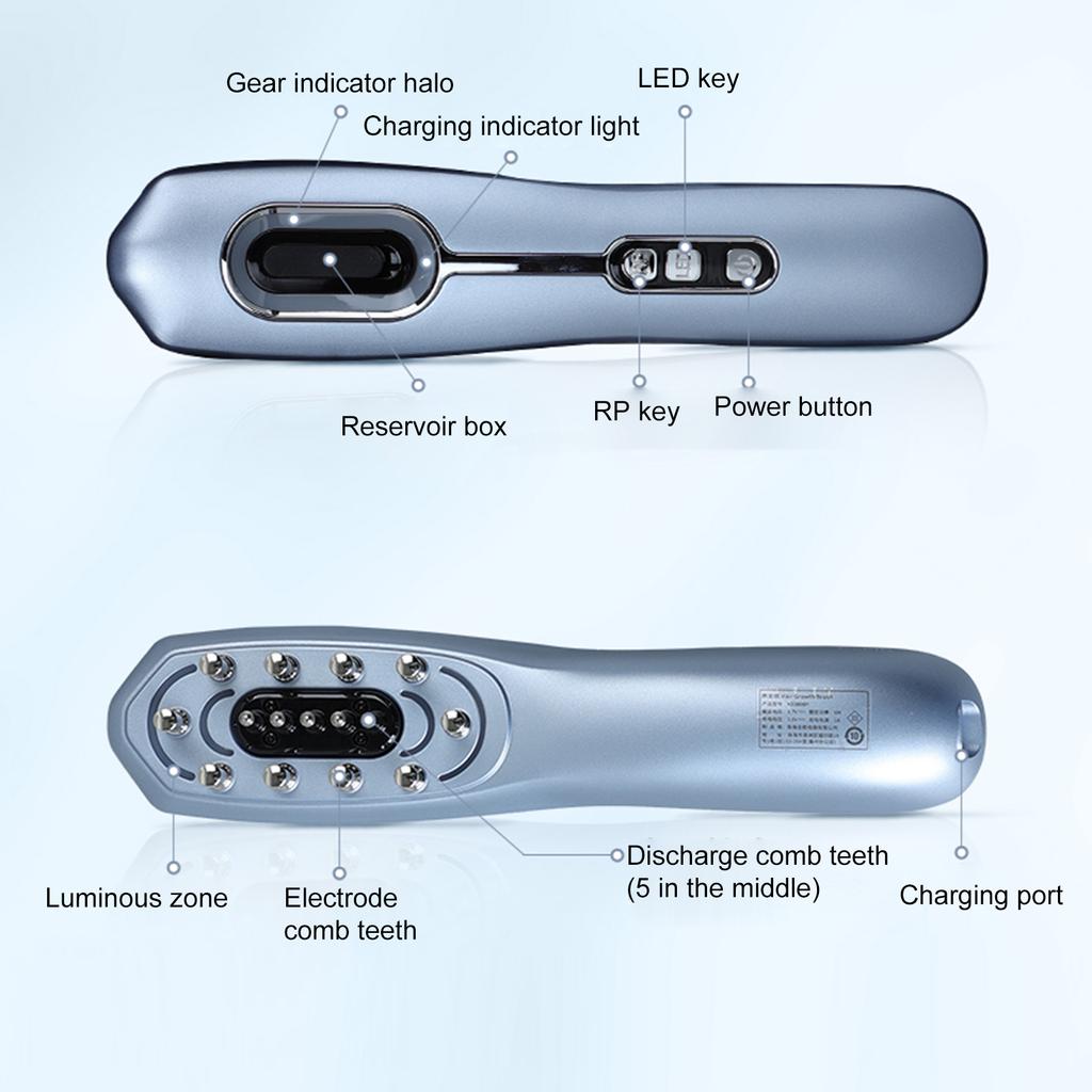 K·SKIN KD3808P Hair Growth Comb Liquid   Comb Hair Care Comb Microcurrent RF EP Scalp Massage Comb 4 LED Light Therapy Modes 10-Minute Auto Shutd