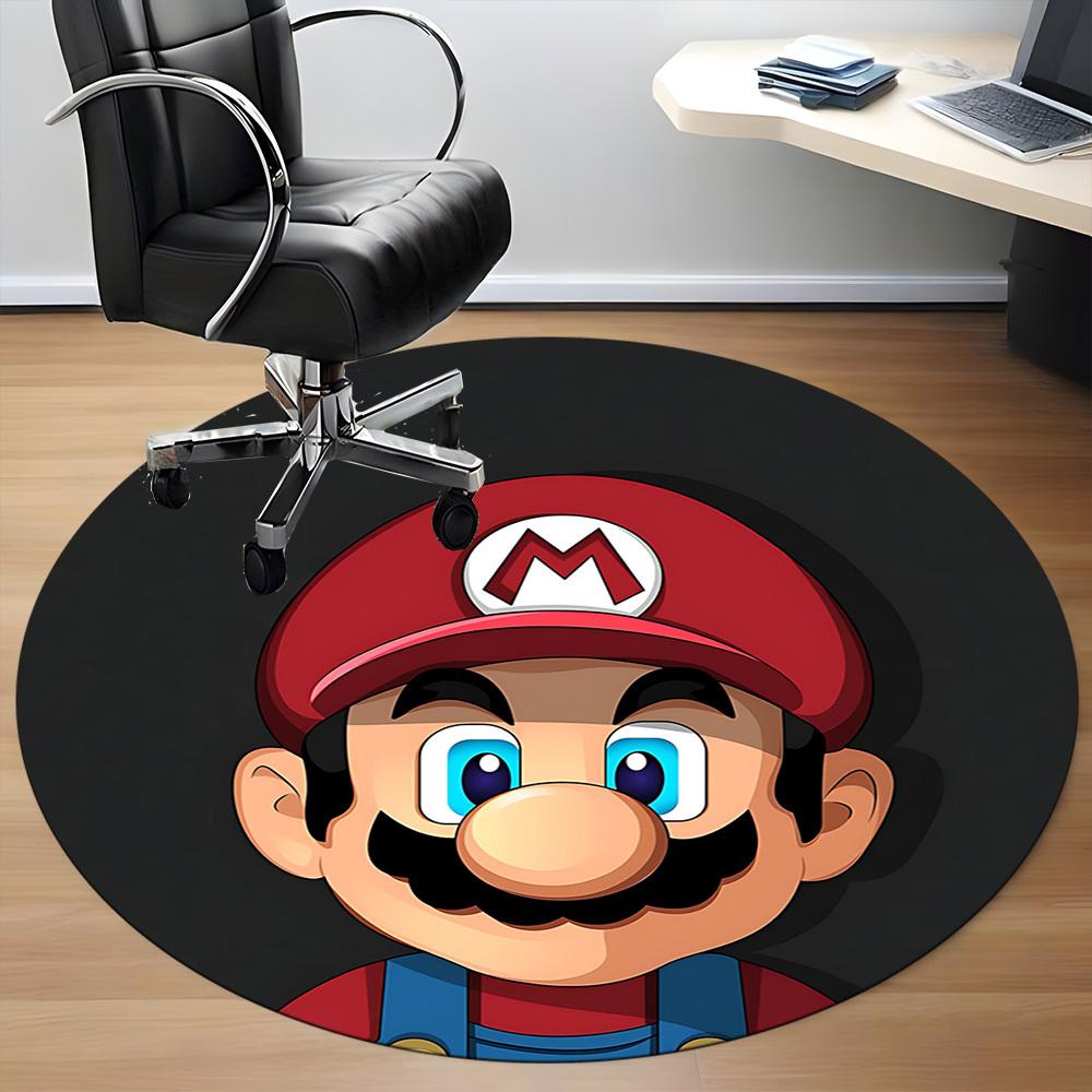 1pc Mario Game Office Round Area Rug, Indoor Mat Suitable For Office, Under Office Chairs Bedroom Living Room Home Decor, Room Deco013