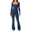 New Versatile Casual And Fashionable Women'S Solid Color Jumpsuit With Square Collar Sexy Hip Lifting And Slim Fit Sports Jumpsuit