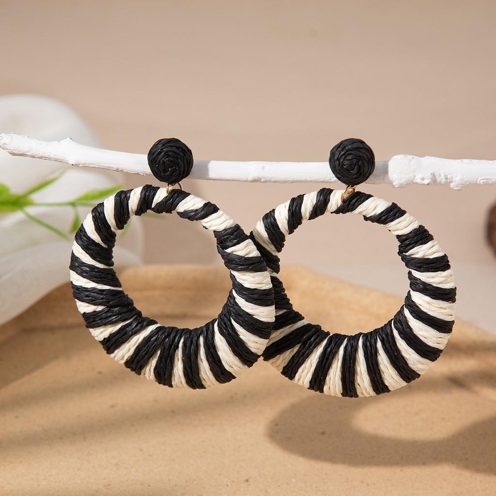 High sense of personality exaggerated large circle earrings women ins wind island vacation wind fashion round earrings tide