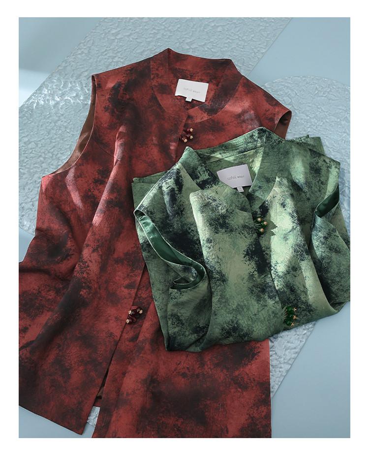 New Chinese Style Printed Vest Jacket for Women