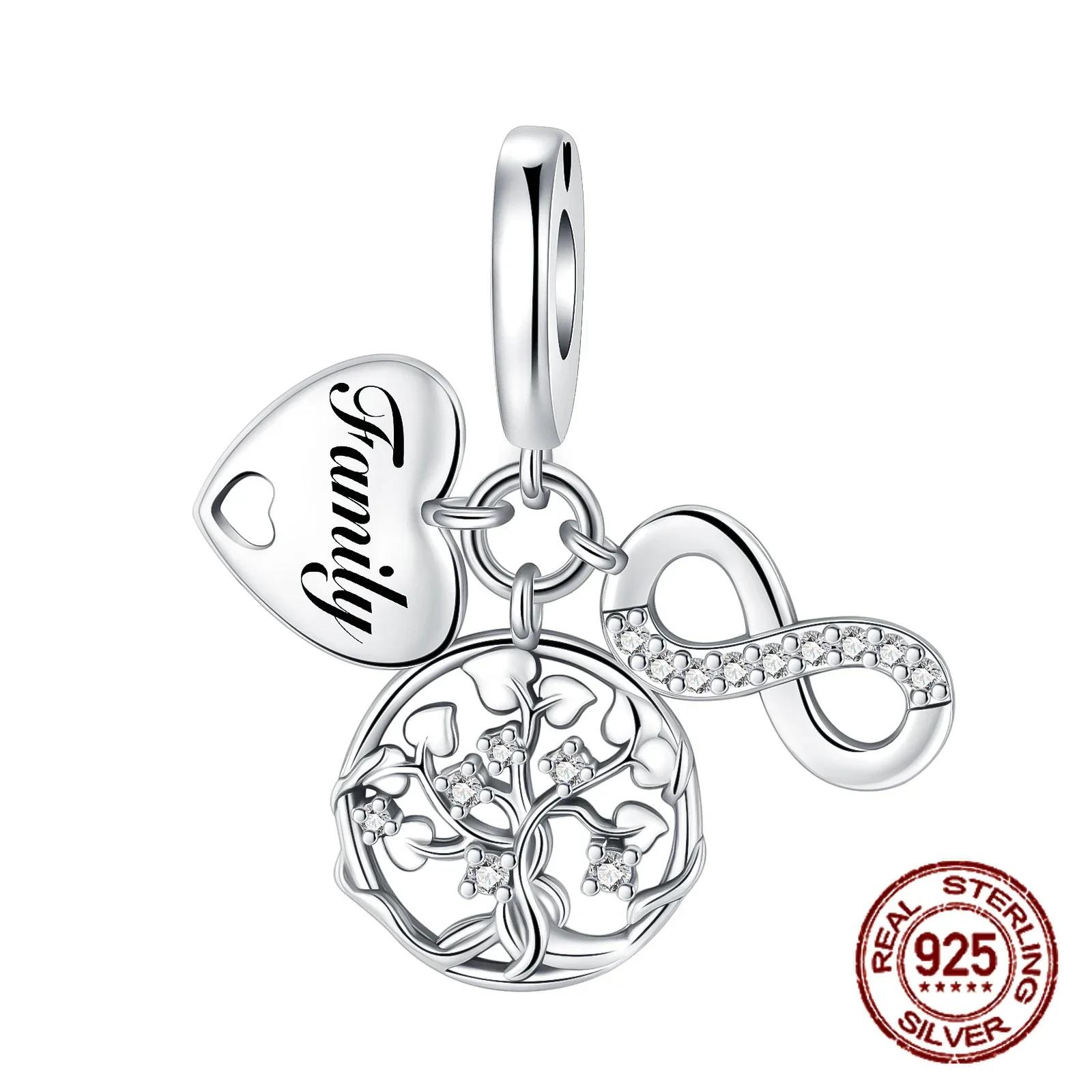 

925 Silver Family Grandma Love You Mother Beads Pandent Charm Fit 4MM Hole Diameter Bracelet DIY Bead Ms Jewelry Gift