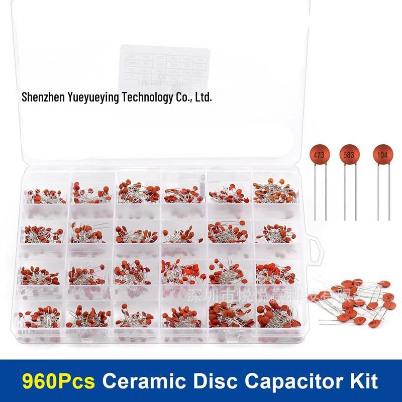 960PCS Chip Ceramic Capacitor Box, 24 Values (2pF-100nF), 40 Pieces Each