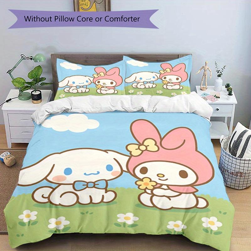 3pcs Cinnamoroll, My Melody Breathable Polyester Bedding Set Soft Duvet Cover and 2 Pillowcases,Suitable for All Seasons, 082603b