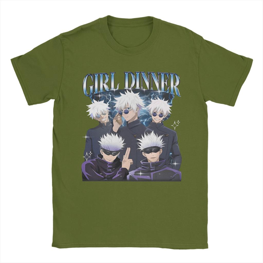 Unisexs Satoru Gojo Girl Dinner JJK Anime T Shirt Cotton Tops Crazy Short Sleeve Crewneck Tee Shirt Party TShirt