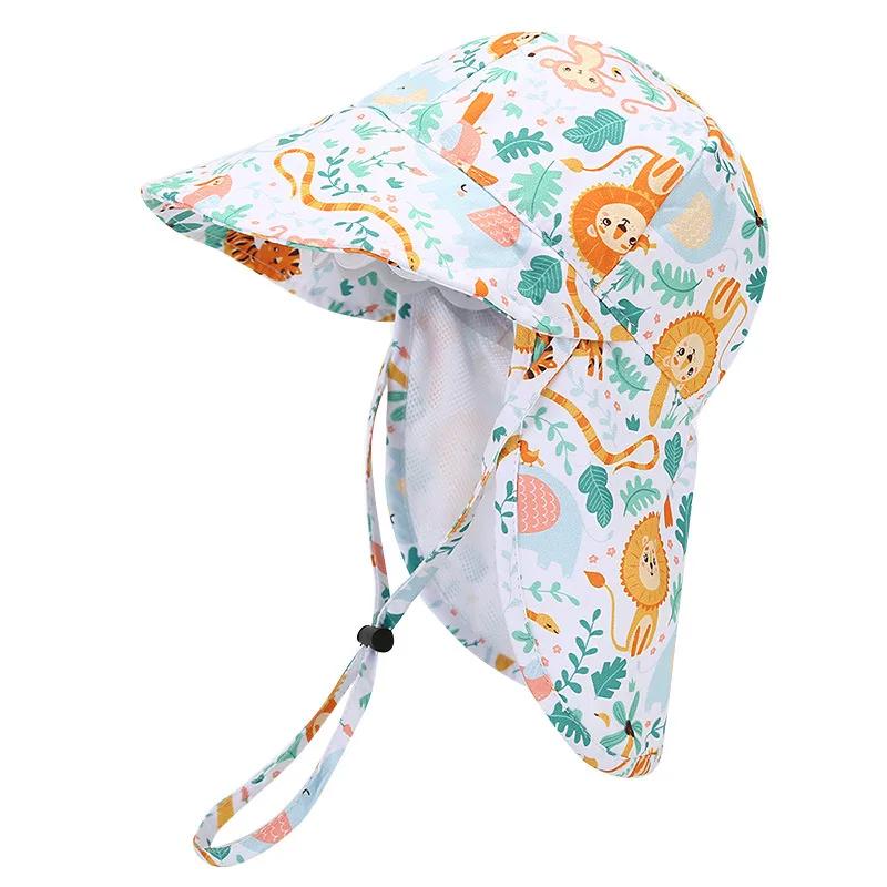 

New Panama Summer Baby Bucket Hat For Boys Girls Cartoon Breathable Mesh Children s Beach Shawl Sun Hat Kids Uv Protection Cap 50cm(1 to 3 years) львиный