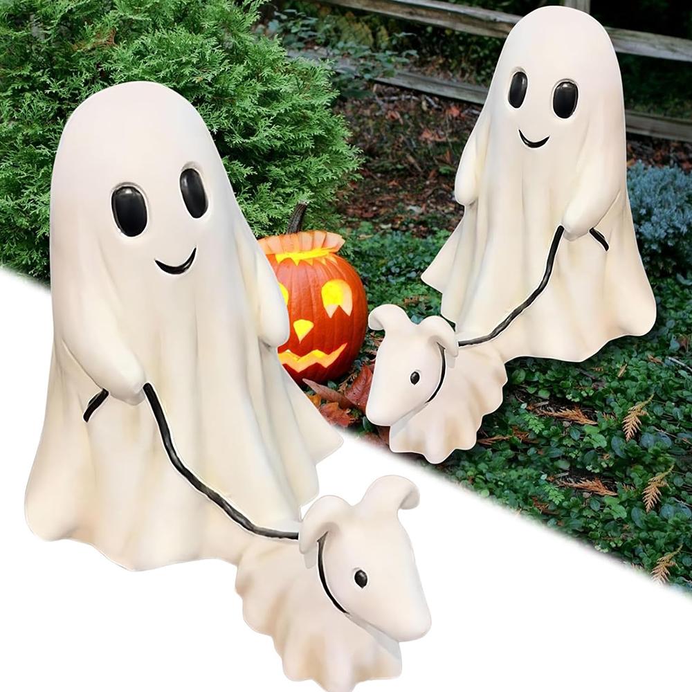 Halloween Ghost Walking Dog Statue Cute Halloween Decorations Indoor Outdoor