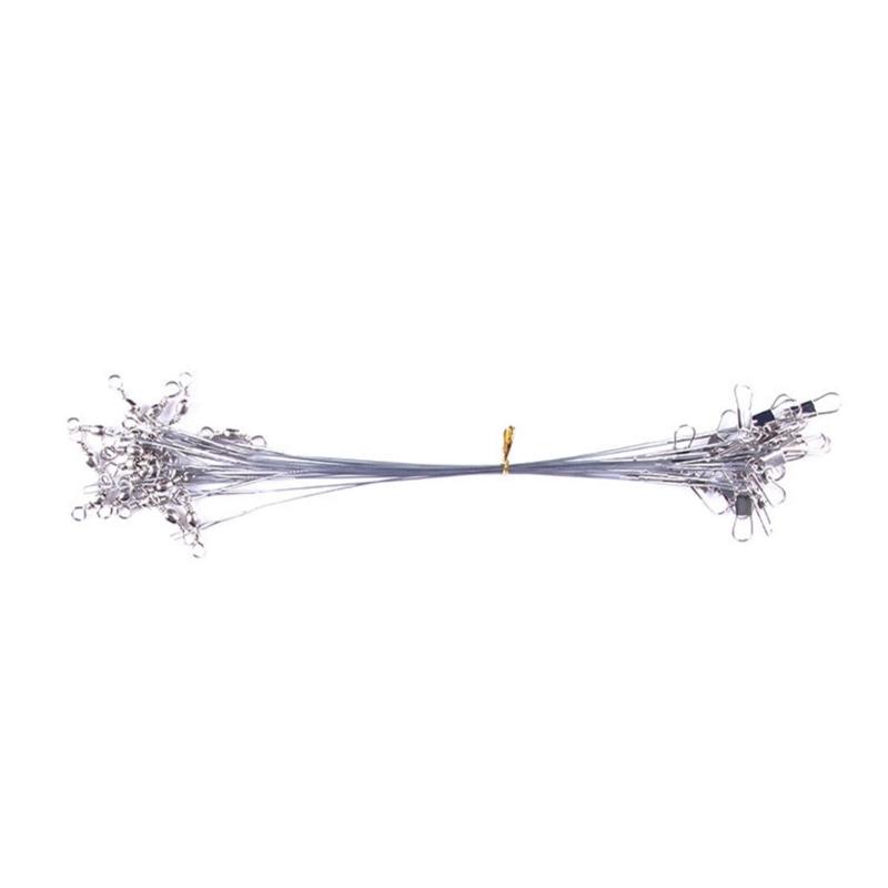 50Pcs Fishing Line Wire Leader Rigs with Swivels and Snap, Stainless Steel Fishing Line Wire Leader Snap Connectors