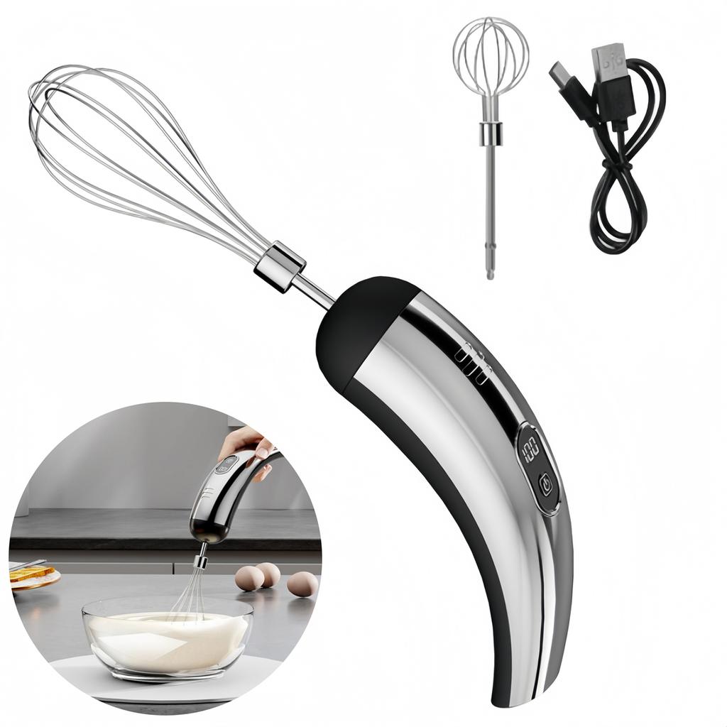 1 Set Elektrischer Schneebesen 1500mAh 5 Geschwindigkeiten 2x Rührköpfe Vielseitige Schneebesenköpfe Zum Schlagen von Eiern, Aufschlagen von Sahne Küchenwerkzeuge