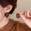 Leopard Print Plush Ear Cuffs: Vintage European-American Style Stud Earrings for Autumn/Winter