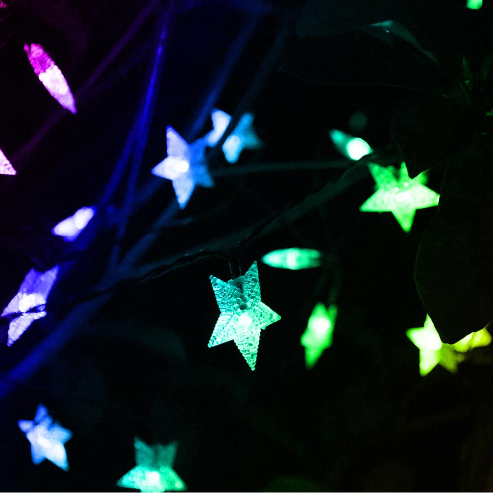 Solar Star String Lights Outdoor Waterproof Plug Free Christmas LED Garden Decorative Lights