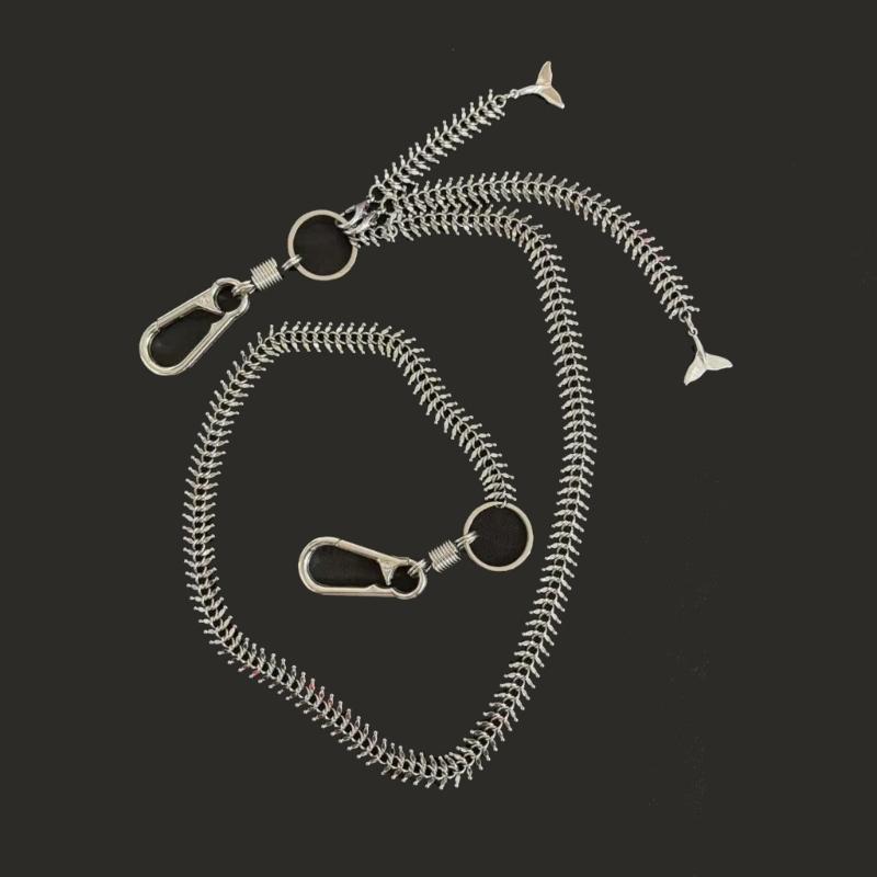 Retro Punk Style Waist Chain Fishbone Design Body Jewelry 78cm Length Metal Texture Suitable for Daily Wear and Concerts