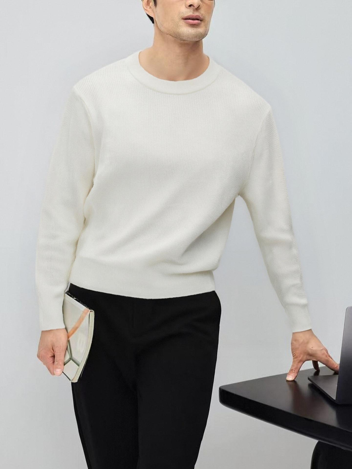 Men s Luxury Autumn/Winter Knit Pullover - Warm, Fashionable Casual Round Neck Sweater XXXL (180-200 Jin)