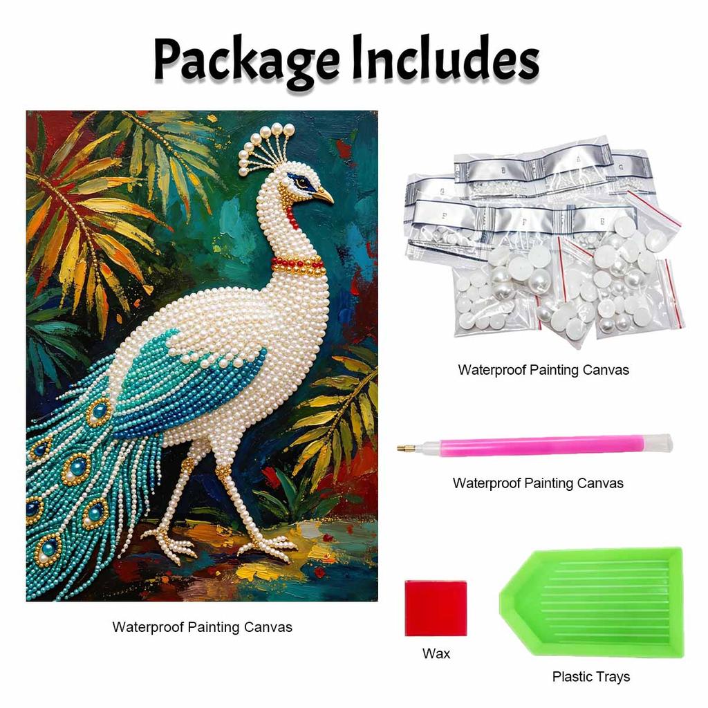 Pearl DIY Art Painting Majestic Peacock Handcrafted Picture Indoor Wall Ornament Relaxing Leisure Hobby Exquisite Home Decoration Gift