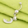 Punk Crystal Moon Dangle Navel Piercing Rings Body 316L Surgical Steel Belly Button Ring Jewelry