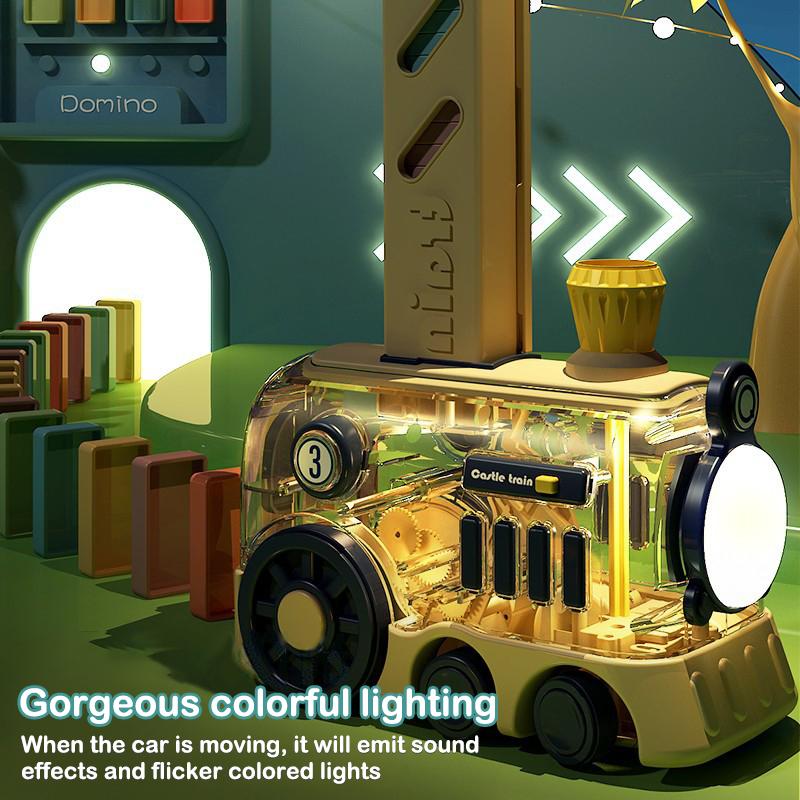 Non-Toxic Electric Domino Train Set Kids Automatic Laying Colorful Domino Train With Lighting Sound Effects Diy Toys Kids Birthday Gift