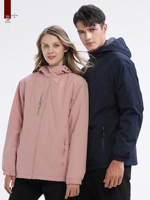 Custom Logo Fleece-Lined Waterproof Windproof Winter Jacket for Work, Travel, or Team Building