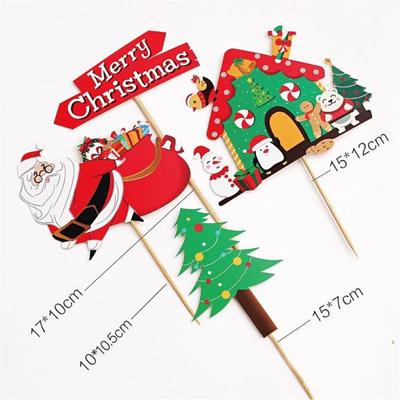 Useful Paper Cake Topper Snowflake Santa Claus Merry Christmas Christmas Cake Decor New Year Cupcake Toppers