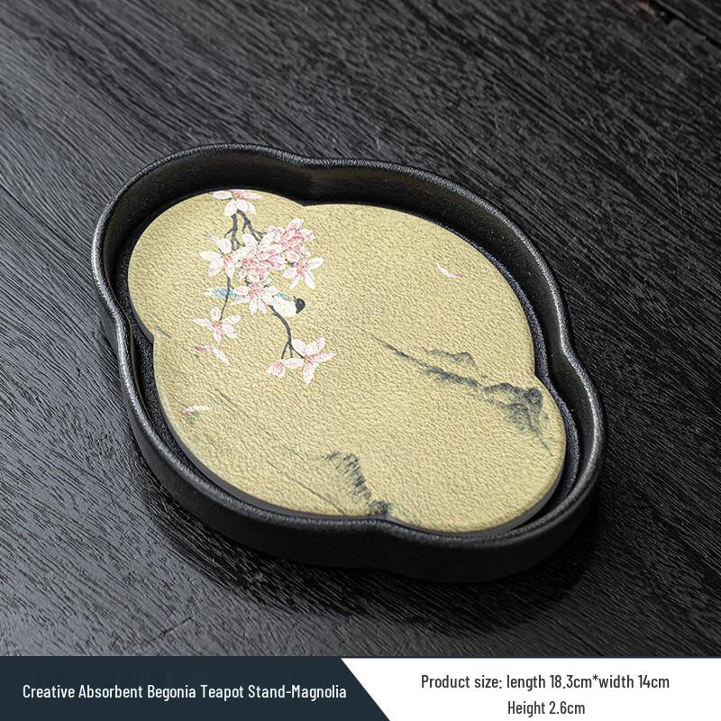 Retro Black Ceramic Water Absorbing Tea Tray
