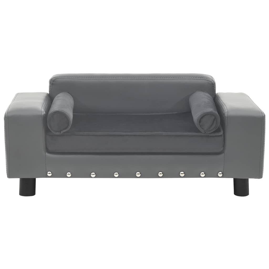 Pet Sofa Gray 81x43x31 cm Plush and Faux Leather