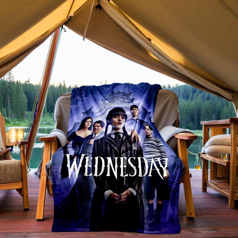1pc Wednesday Outdoor Blanket Lightweight Flannel, Soft & Warm, All-Season Use for Sofa, Outdoor, Camping, Living Room, Office103