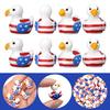 Patriotic Eagle Duck Figurine Mini Resin Ducks with 250th Anniversary Patterns Tiny Animal Sculptures for Independence Day Home Office Desk Bathroom