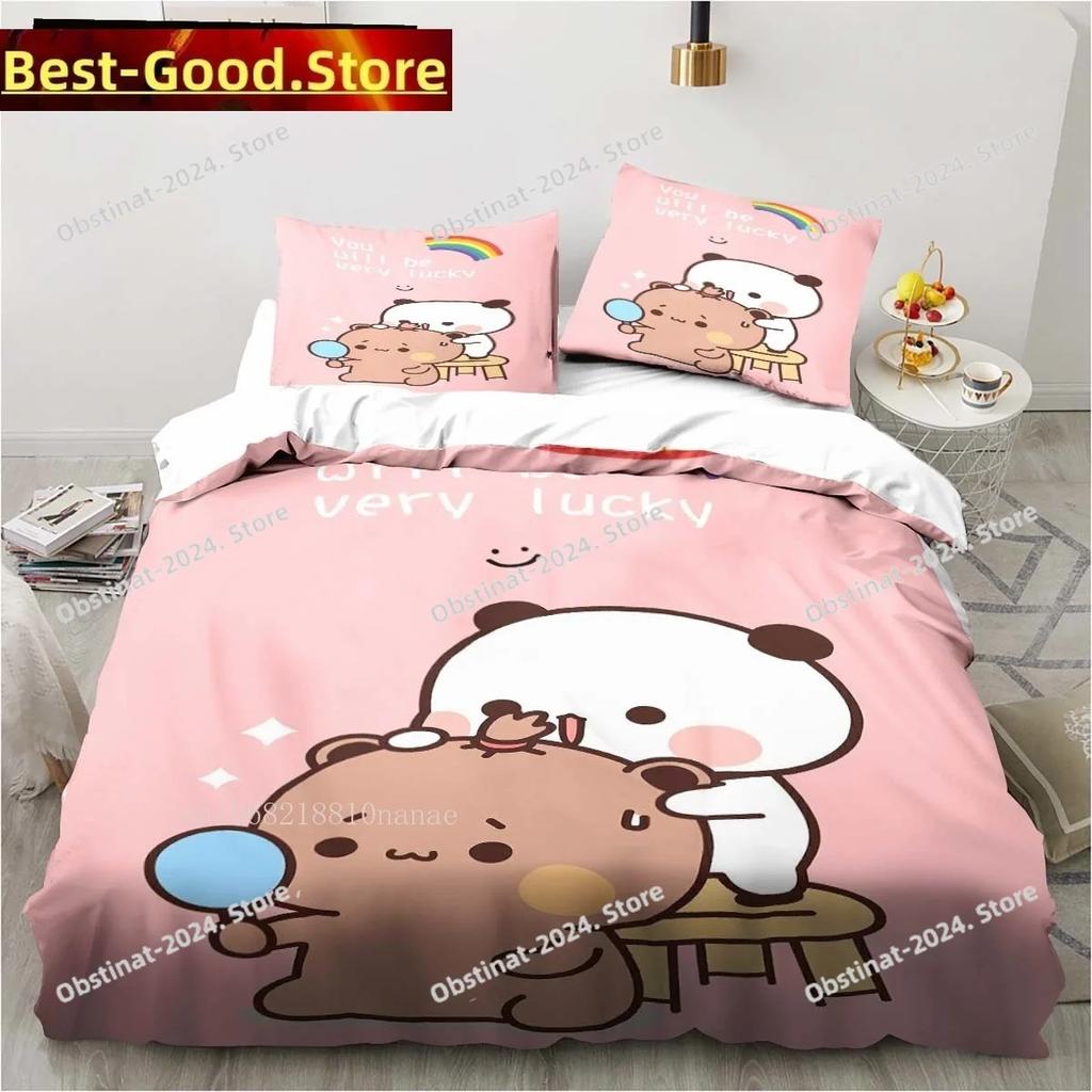 Cute Bubu and Dudu Cartoon Print All Season Twin Bedding Set 3 Piece Comforter Set Bed Duvet Cover Double King Comforter Cover