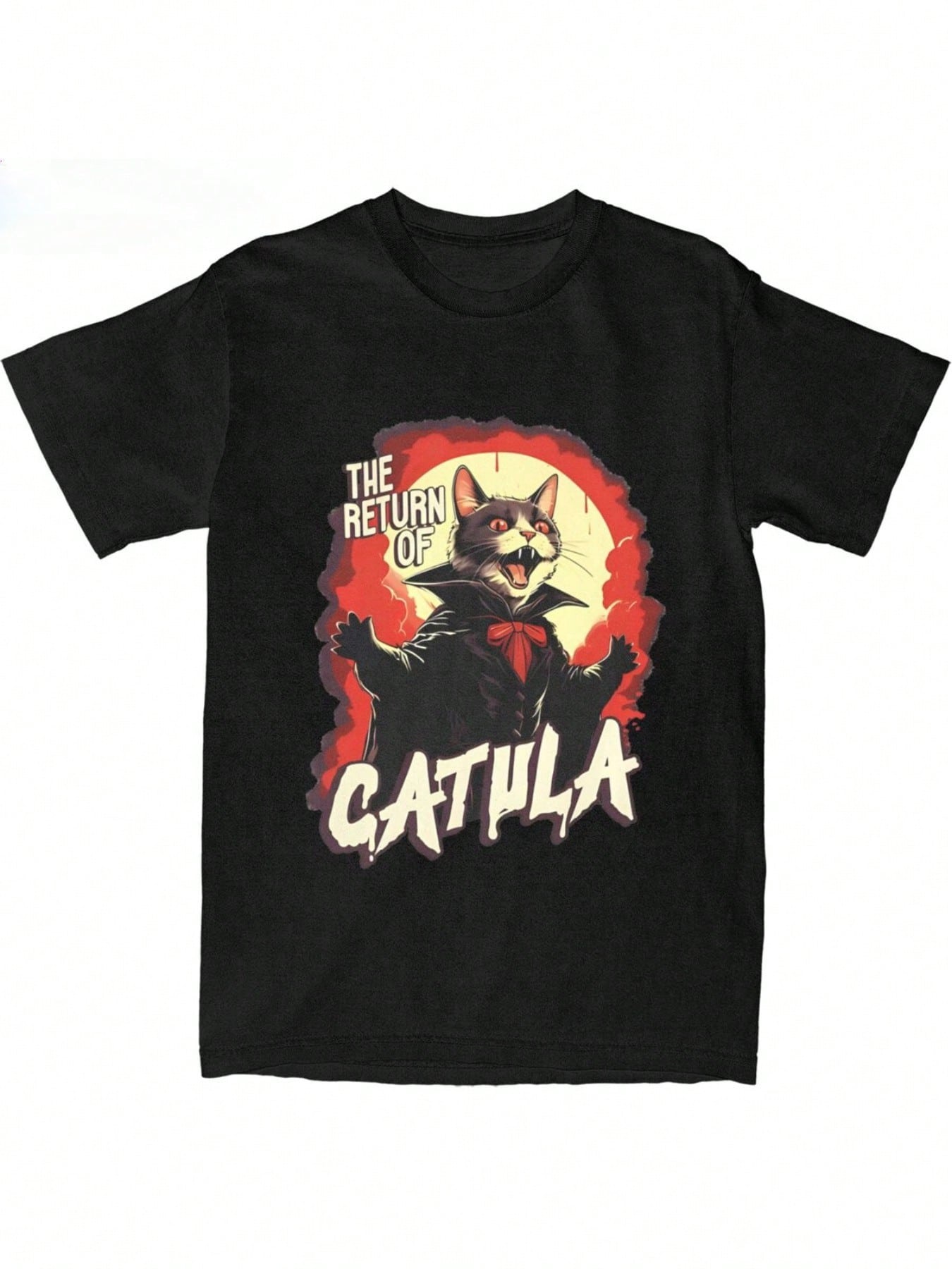 Men Womens The Return of Vampurr Cat Dracula Halloween T Shirt Summer Comfortable Casual Short Sleeve TShirt S