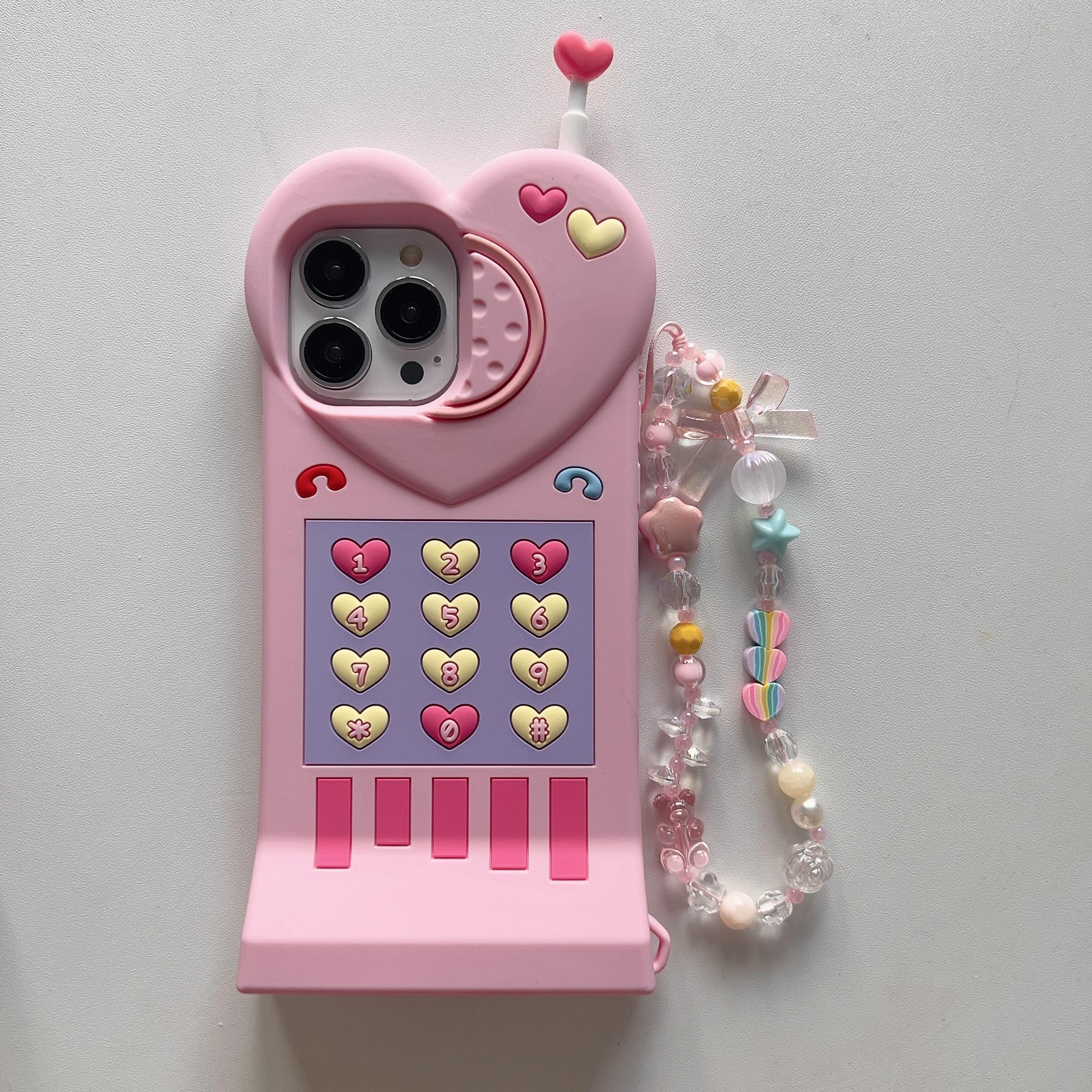 

Чехол для телефона Big Brother с изображением любовной антенны, совместимый для iPhone 14 13 12 Pro Max 11, розовый стереоскопический силиконовый защитный чехол iPhone 13 розовый