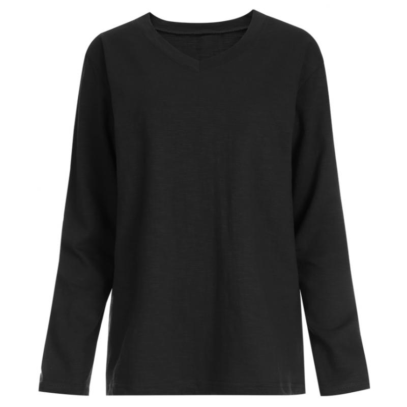 Shop Women V Neck Slub Long sleeVe T shirT Brown Dai Wsh 1056