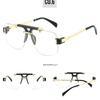 Non-polarized Square Rimless Sunglasses Women Fashion Clear Ocean Gradient Lens Shades Retro Rivets Men Sun Glasses