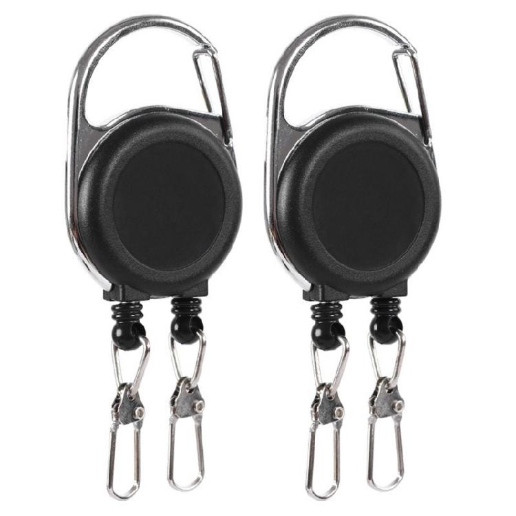 Dubbelhövdad utdragbar nyckelring Kraftig nyckelring Märkeshållare Reel för män