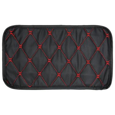 Armlehnenbox-Matte Wasserdicht Staubdicht PU-Leder-Matte Aufbewahrungsbox-Abdeckungspolster für den AutogebrauchRote Linie Auf Schwarz