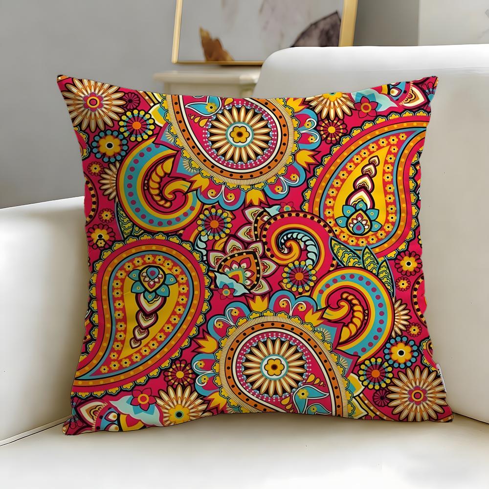 Paisley Pattern Cushion Cover Soft EasyWash Pillow Case Versatile for Couch Bed Travel and Office