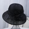 Elegant Mesh Polka Dot Sun Hat with Three-Dimensional Flower Decoration Retro Hepburn Style Breathable Large Brim Party Hat