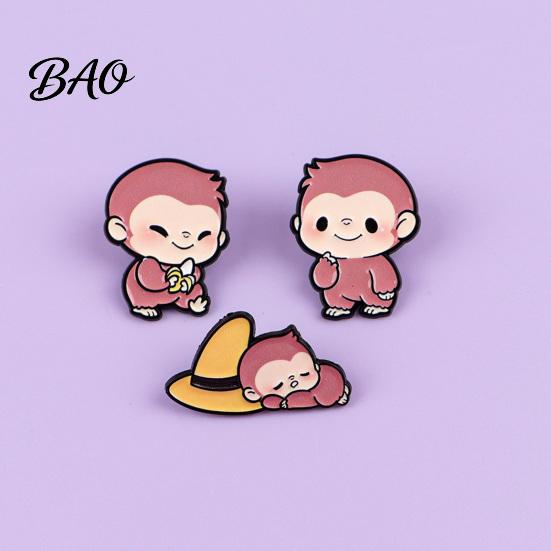 Cartoon Monkey Badge Brooch Pin, Enamel Design Lapel Bright Color Outfit with Wear-resistant Standard Safety Lightweight Accessory for Clothes