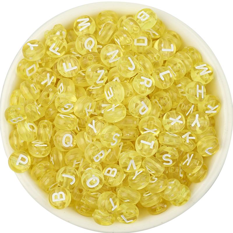 100pcs/Lot 7mm Mixed Letter Acrylic Beads Colored Transparent Round Flat Spacer Alphabet  Beads For DIY Craft Bracelet Necklace