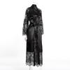 Plus Size European & American Lace Trim Long Robe Nightgown Lingerie
