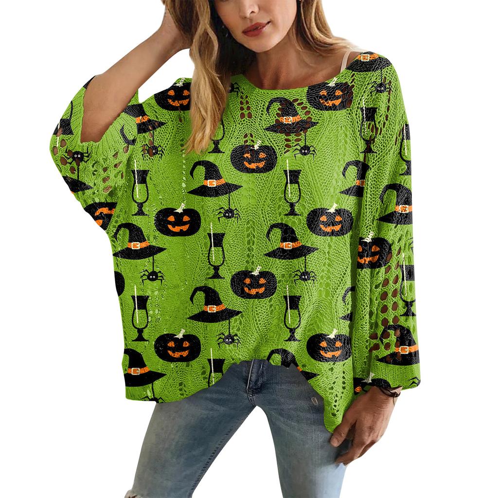 XY-LK01-Pullover hollow blouse 3D printed sweater spring and summer new